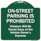 Signmission On-street Parking Prohibited Violators Will Be Towed At The Vehicle's Owners Expense, GW-1818-9941 A-DES-GW-1818-9941 - alternate 1